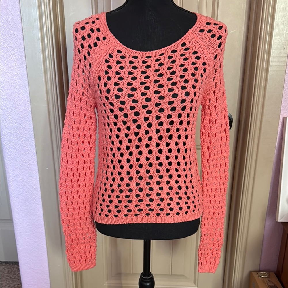 NWT Mudd Pink Fishnet Sweater